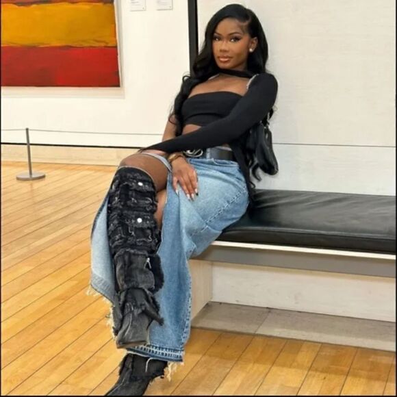 Nwt ZARA TRF LONG DENIM SKIRT medium - Picture 5 of 16